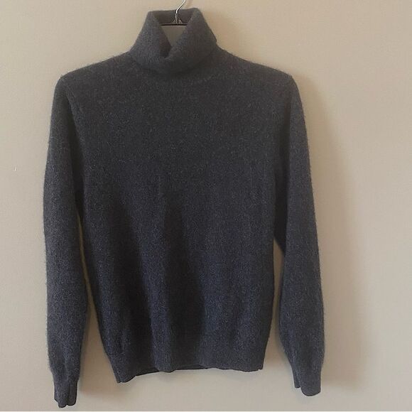 Uniqlo 100% Cashmere Long Sleeve Sweater Turtleneck Classic Dark Gray Size small - Picture 2 of 6